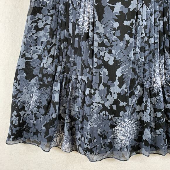 Ann Taylor Womens 100% Silk Floral Midi Skirt Sz 0 Dark Romantic Pleated Office - Picture 8 of 13